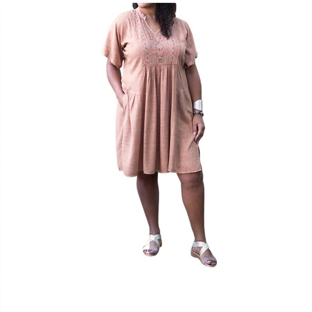 NEW ON THE PLUS SIDE side sonora short sleeve dress - plus size in copper